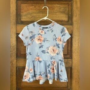 Amy Byer Blue and Pink Floral Top